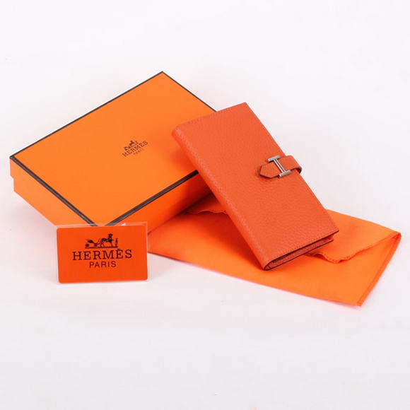 Cheap Fake Hermes Bearn Japonaise Bi-Fold A208 Orange - Click Image to Close